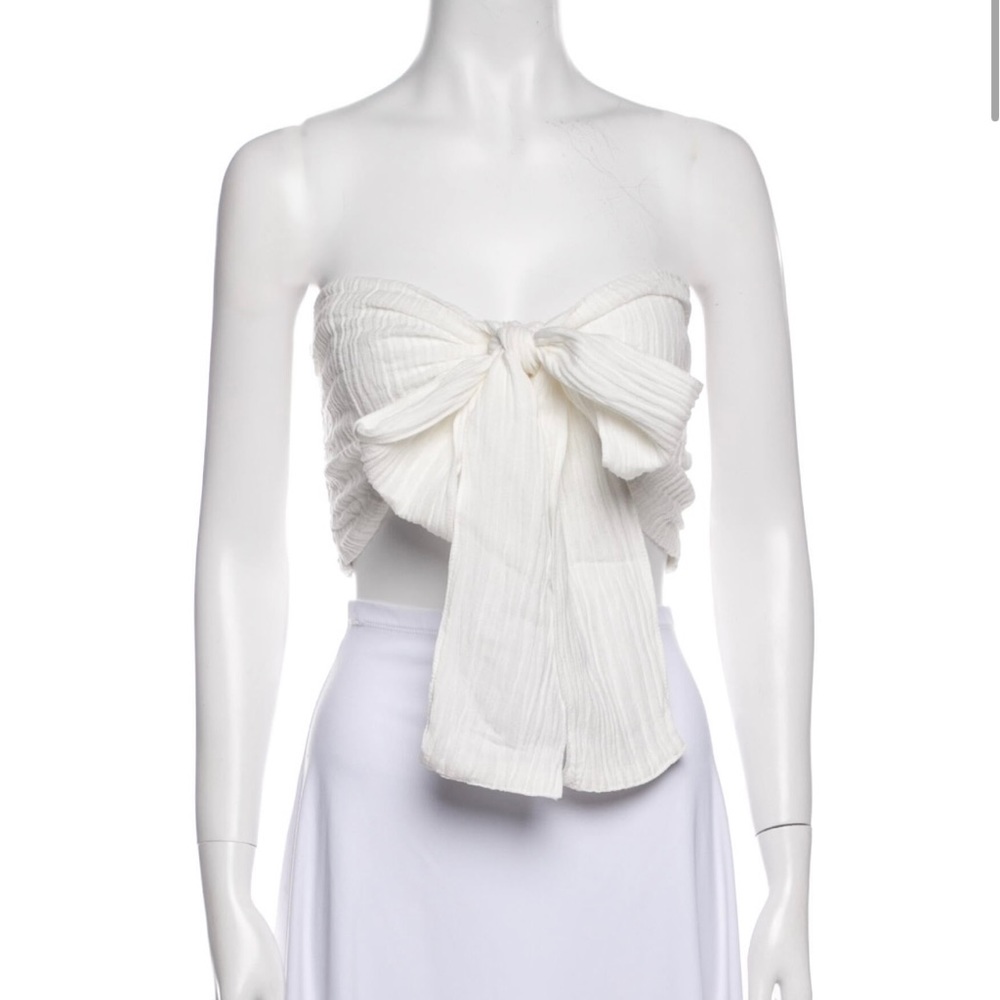 Faithfull the Brand White Bow Crop Top